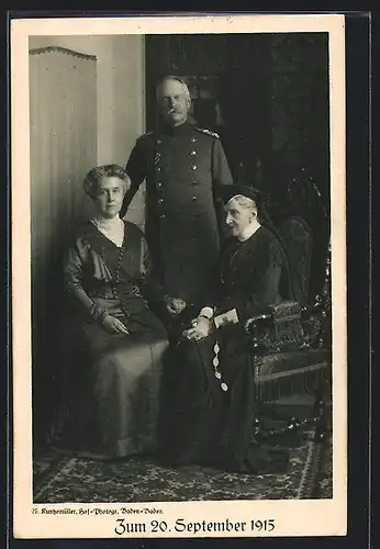 AK Badischer Opfertag 1915, Grossherzog Friedrich II. von Baden mit dessen Mutter Luise von Baden