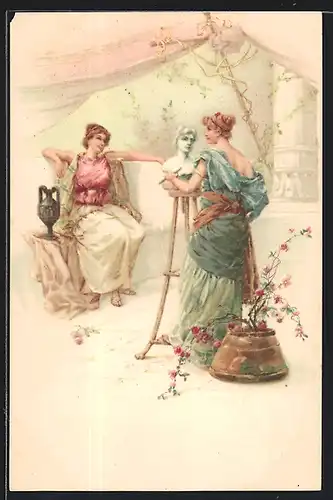 AK Bildhauerin erstellt eine Büste ihrer Freundin