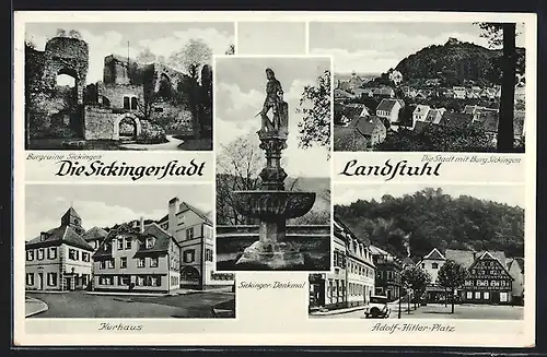 AK Landstuhl, Burgruine Sickingen, Platz, Kurhaus, Sickinger-Denkmal