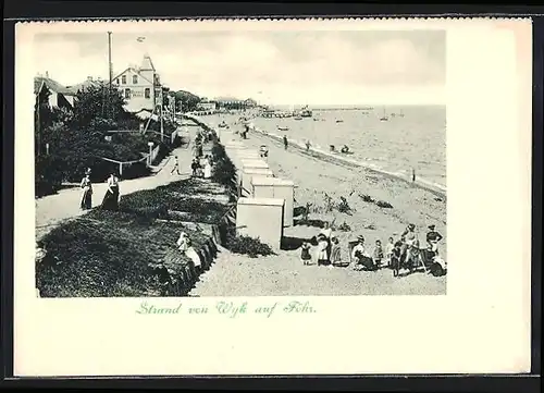 AK Wyk auf Föhr, Strandpartie mit Deppes Hotel