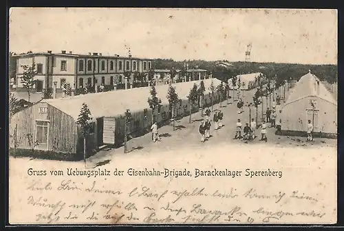 AK Sperenberg, Übungsplatz der Eisenbahn-Brigade, Barackenlager