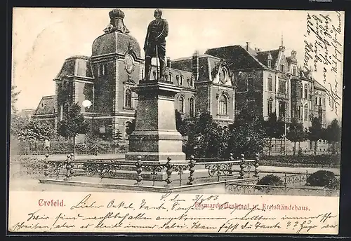 AK Crefeld, Bismarck-Denkmal und Kreisständehaus