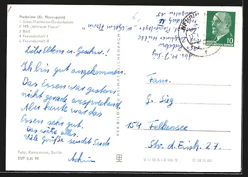 AK Prebelow Kreis Neuruppin, Zentrales Pionierlager Wilhelm Florin, Ernst-Thälmann-Gedenkstein