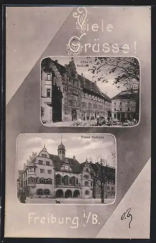 AK Freiburg i. B., Neues und altes Rathaus
