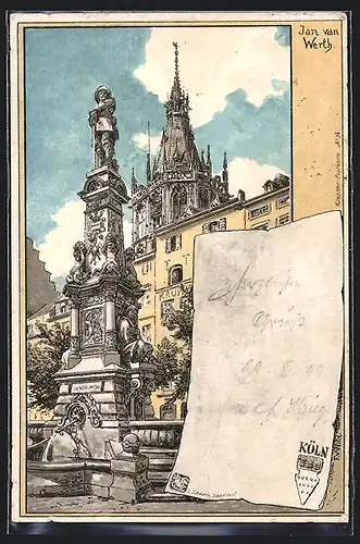 Lithographie Köln, Jan van Werth-Denkmal