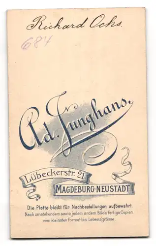 Fotografie Ad. Junghans, Magdeburg-Neustadt, Lübeckerstr. 21, Eleganter Herr mit Schnauzbart