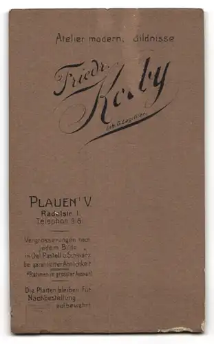 Fotografie F. Kolby, Plauen i. V., Rädelstrasse 1, Kleines Kind im Sonntagsstaat