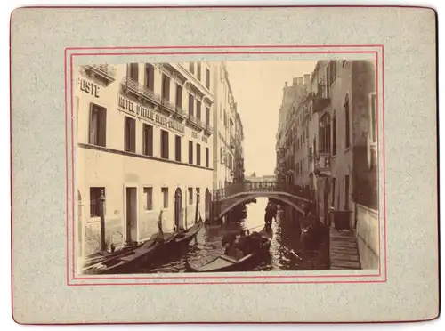 Fotografie unbekannter Fotograf, Ansicht Venedig, Kanal am Hotel d`Italie Bauer-Grünwald