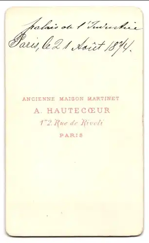 Fotografie A. Hautecouer, Paris, Ansicht Paris, Palais ob l`Industrie, 1874