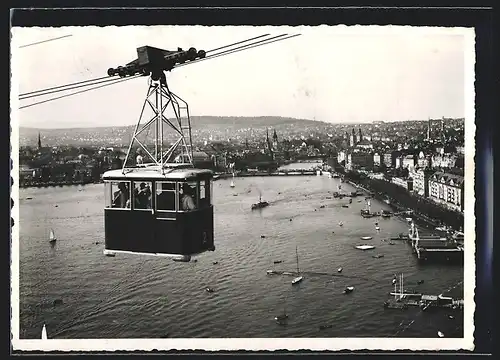 AK Zürich, Schweizerische Landesausstellung 1939, Schwebebahn mit Blick auf den Ort
