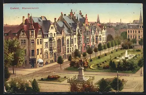 AK Krefeld, Blick auf den Bismarckplatz
