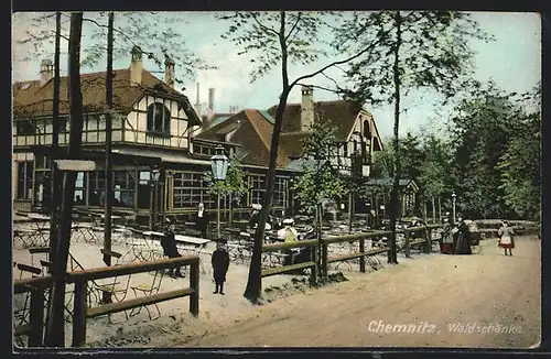 AK Chemnitz, Gasthaus Waldschänke mit Garten