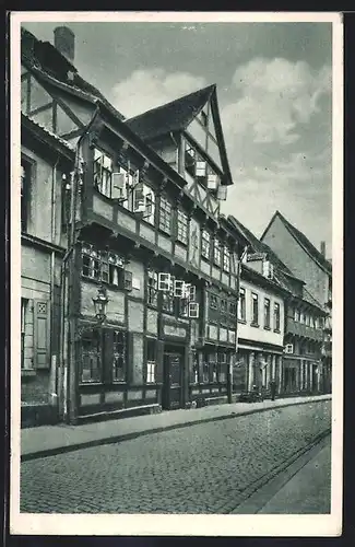 AK Göttingen, Haus Schwarzer Bär mit Strasse