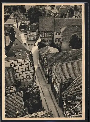 AK Soest / Westf., Teilansicht mit Fachwerkhäusern und Strassenpartie vom Flugzeug aus