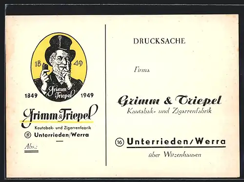 AK Unterrieden, Kautabak- und Zigarrenfabrik Grimm & Triepel, Firmenlogo