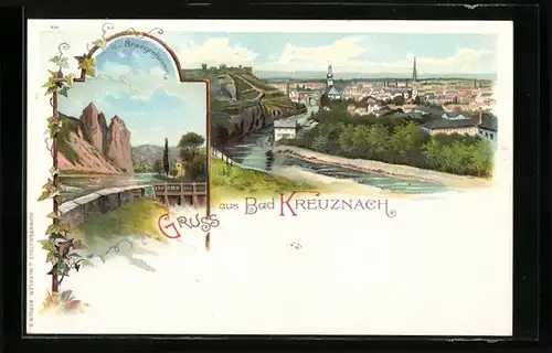 Lithographie Bad Kreuznach, Rheingrafenstein