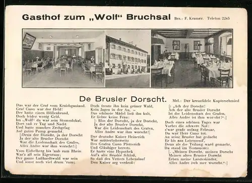 AK Bruchsal, Gasthof zum Wolf, De Brusler Dorscht