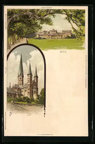 Künstler-AK Carl Biese: Bonn, Ortspartie und Münster