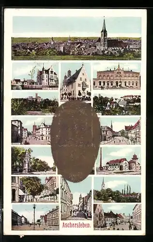 AK Aschersleben, Bahnhof, Stadtbad, Breitestrasse, Markt