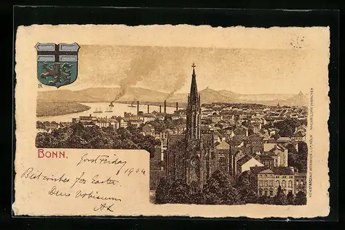 AK Bonn, Panorama der Stadt, Wappen