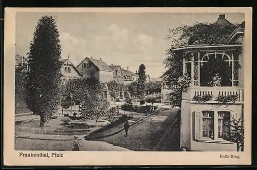 AK Frankenthal /Pfalz, Strasse Foltz-Ring mit Denkmal