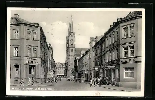 AK Hof a. d. Saale, die Kirche am Ende der Luitpoldstrasse