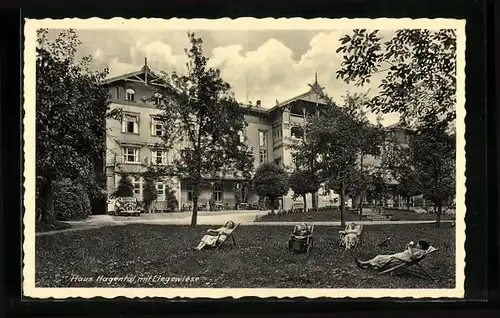 AK Gernrode /Harz, Haus Hagental mit Liegewiese