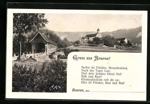 AK Beuron, Teilansicht mit Kirche