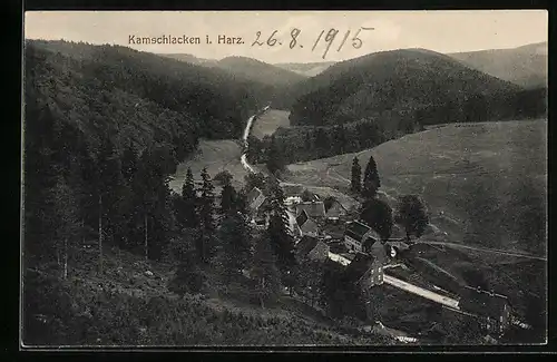 AK Kamschlacken i. Harz, Ortsansicht aus der Vogelschau