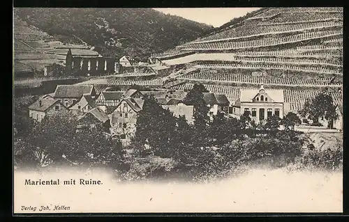 AK Mariental, Ortsansicht mit Ruine
