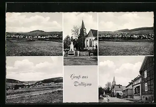 AK Delligsen, Ortsansicht mit Kirche