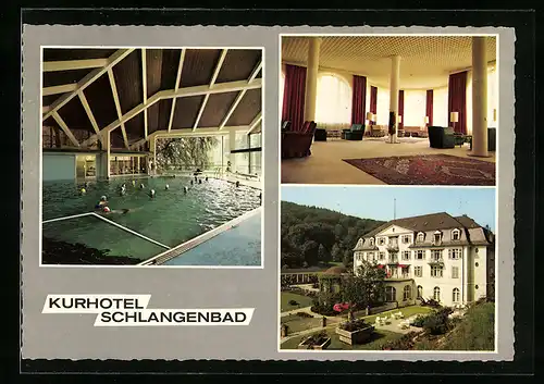 AK Schlangenbad, Blick auf das Kurhotel, Saal, Bad