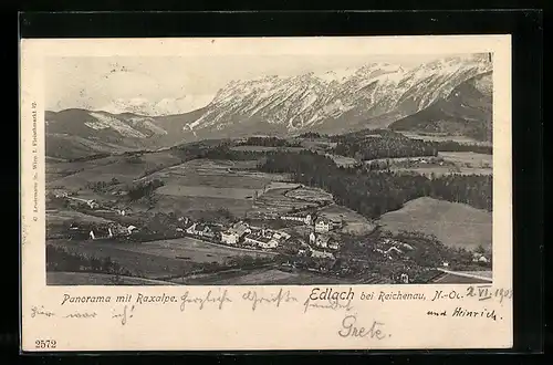 AK Edlach, Panorama mit Raxalpe