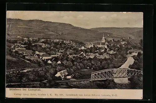 AK Stiefern im Kamptal, Totalansicht mit Brücken