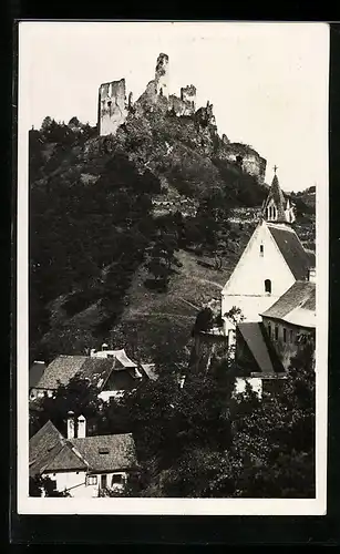 AK Senftenberg im Kremstal, Teilansicht mit Burgruine