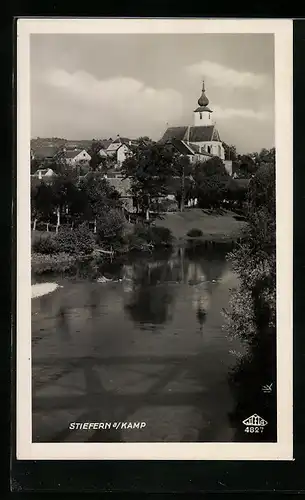 AK Stiefern am Kamp, Flusspartie mit Kirche