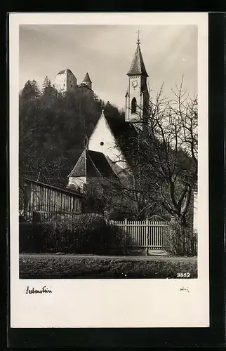 AK Seebenstein, Kirche mit Blick zum Burgberg