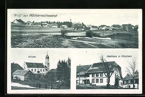 AK Höchenschwand, Gasthaus zum Hirschen, Kirche
