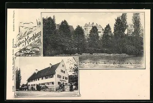 AK Immenstaad / Bodensee, Gasthof Schloss Kirchberg, Uferpartie mit Schloss