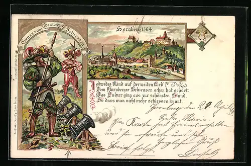 Lithographie Hornberg, Schützenfest Hornberger Schiessen, Teilansicht