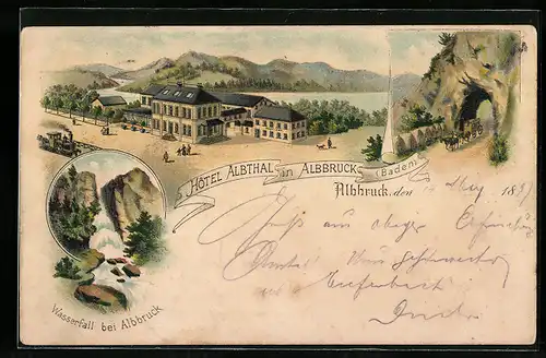 Lithographie Albbruck, Hotel Albthal, Wasserfall