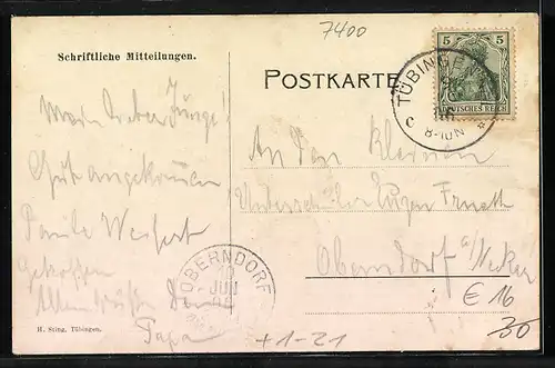 AK Tübingen, 18. Bundestag des Württemberg. Kriegerbundes 1906