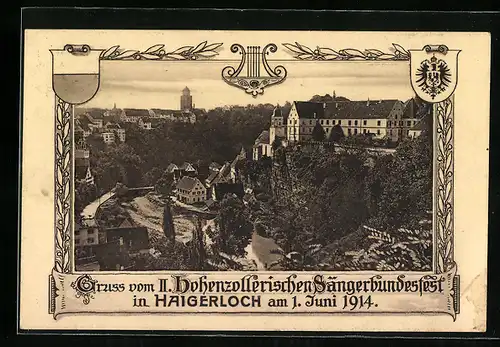 AK Haigerloch, II. Hohenzollerisches Sängerbundesfest am 1.6.1914