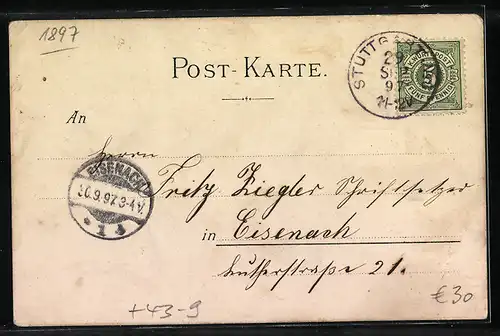 AK Canstatt, Gruss vom Volksfest, Eingangstor, Paar in Tracht