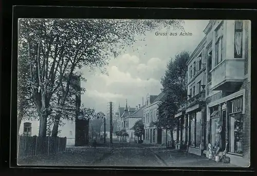 AK Achim, Strassenpartie mit Geschäft