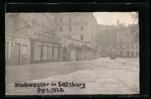 AK Salzburg, Hochwasser Sept. 1920, Gebrüder Wokferseder