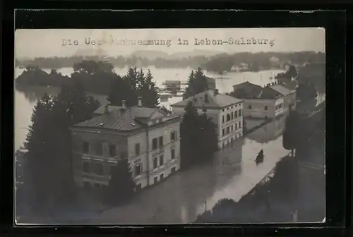 AK Salzburg, Überschwemmung in Lehen September 1920