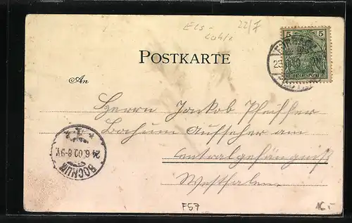 Lithographie Forbach, Schlossthurm, Gesamtansicht, Marktplatz