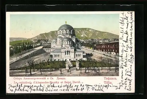 AK Tiflis, la cathedrale d`Alexandre-Nevsky et Saint David