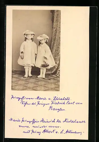 AK Prinzessinen Marie und Elisabeth von Preussen im Kindesalter